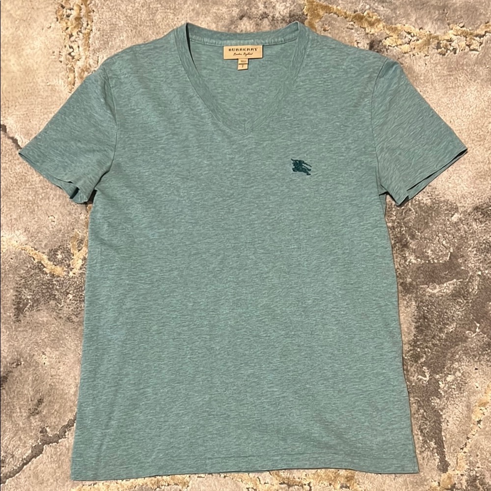 Burberry Men's Green V-Neck T-Shirt